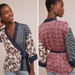 Meadow Rue by Anthropologie Patchwork Kimono Wrap Blouse